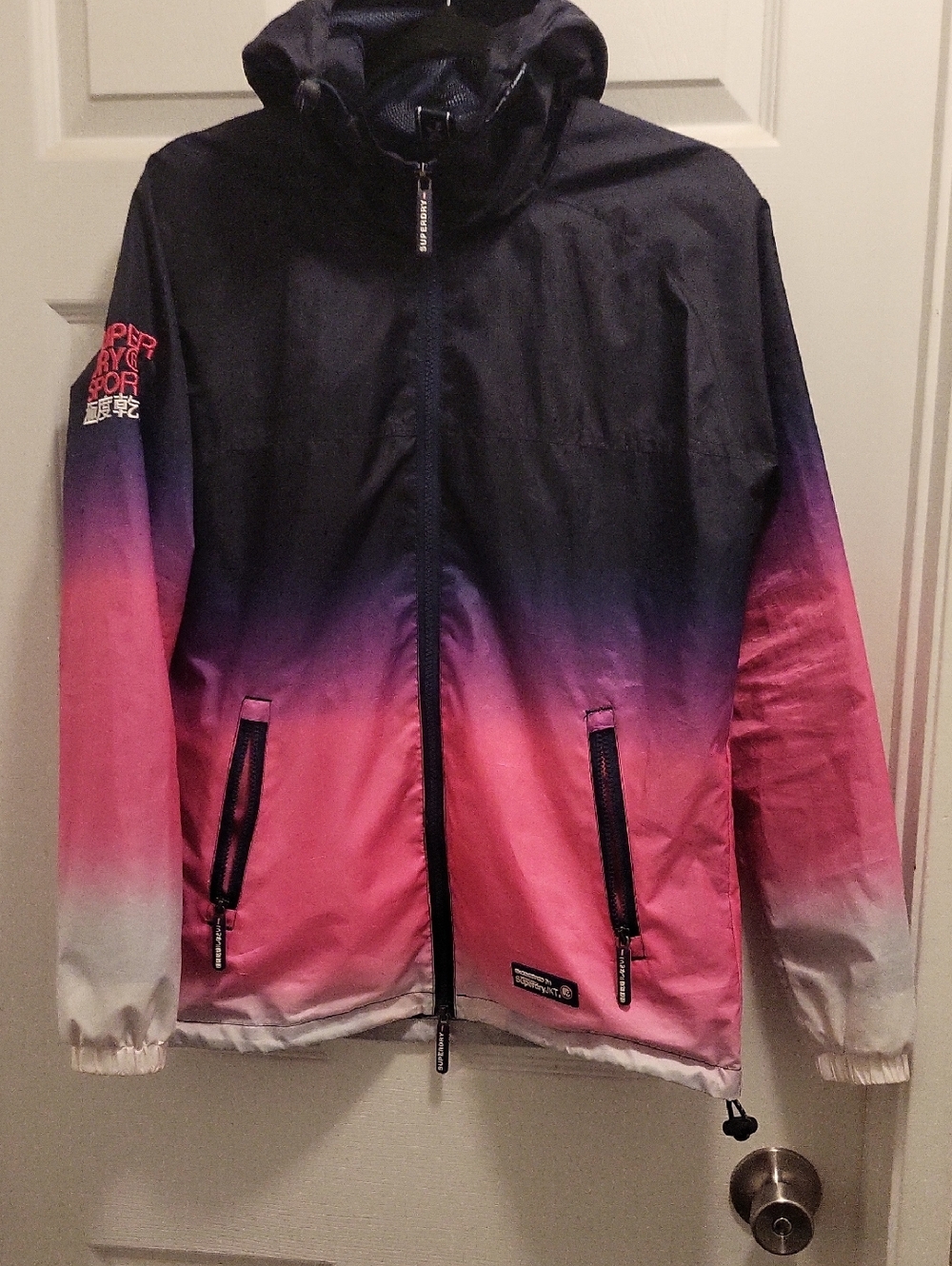 Superdry Ombre Navy to Pink Sport Jacket with White Logo